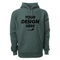 Independent Trading Co. Unisex Legend Premium Heavyweight Cross-Grain Hooded Sweatshirt, Alpine Green, Front view, Mockup