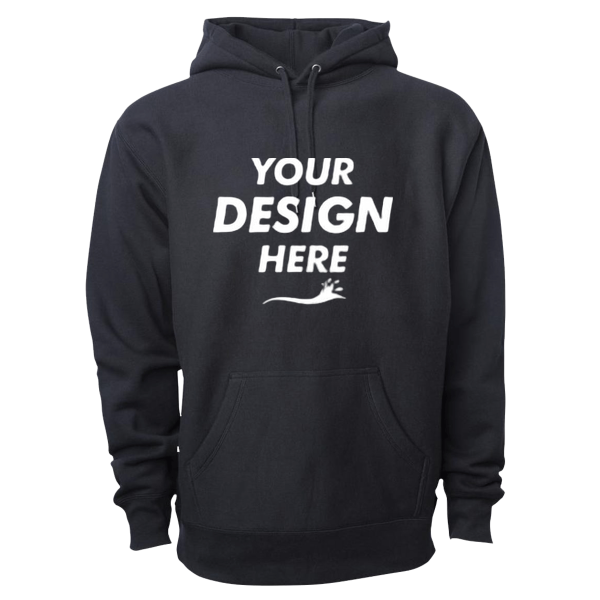 Independent Trading Co. Unisex Legend Premium Heavyweight Cross-Grain Hooded Sweatshirt, Black, Front view, Mockup