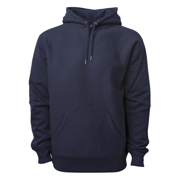 Independent Trading Co. Unisex Legend Premium Heavyweight Cross-Grain Hooded Sweatshirt, Classic Navy, Front view