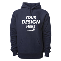 Independent Trading Co. Unisex Legend Premium Heavyweight Cross-Grain Hooded Sweatshirt, Classic Navy, Front view, Mockup