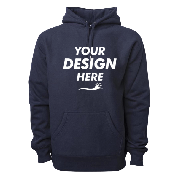 Independent Trading Co. Unisex Legend Premium Heavyweight Cross-Grain Hooded Sweatshirt, Classic Navy, Front view, Mockup
