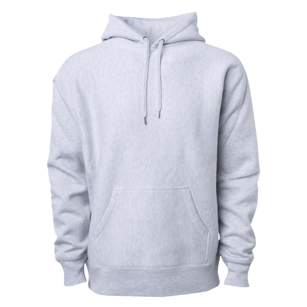 Independent Trading Co. Unisex Legend Premium Heavyweight Cross-Grain Hooded Sweatshirt, Grey Heather, Front view