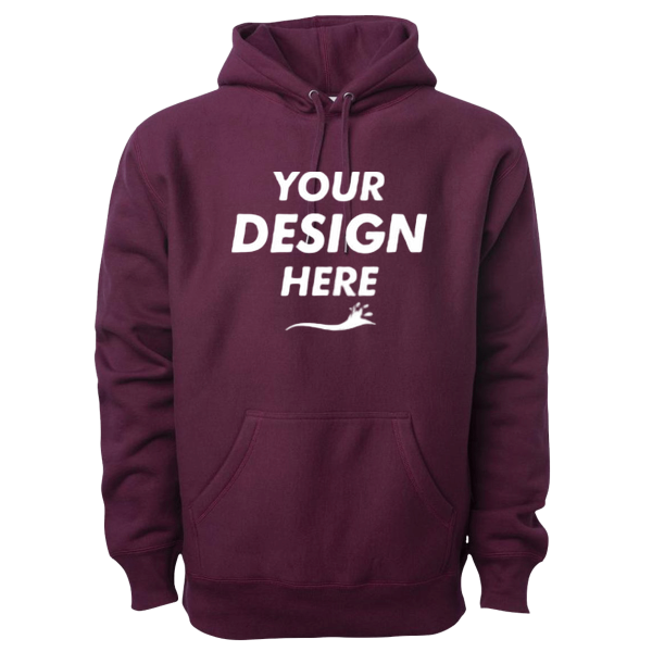Independent Trading Co. Unisex Legend Premium Heavyweight Cross-Grain Hooded Sweatshirt, Maroon, Front view, Mockup