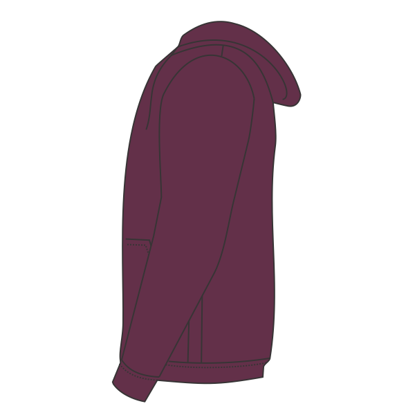 Independent Trading Co. Unisex Legend Premium Heavyweight Cross-Grain Hooded Sweatshirt, Maroon, Left Sleeve view