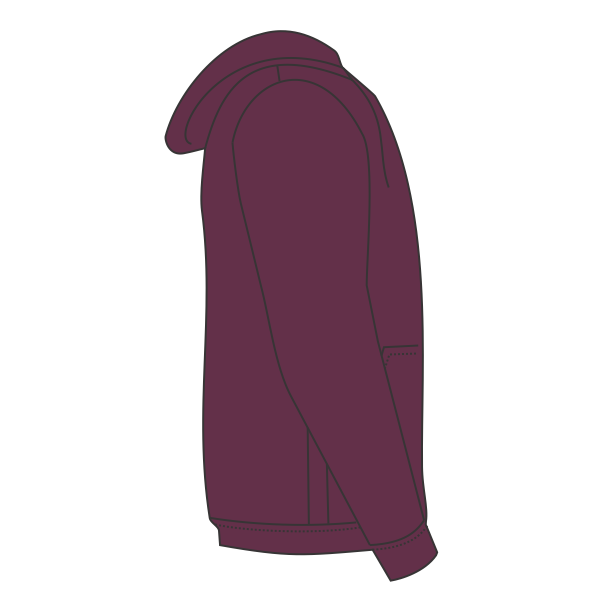 Independent Trading Co. Unisex Legend Premium Heavyweight Cross-Grain Hooded Sweatshirt, Maroon, Right Sleeve view