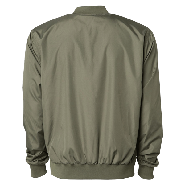 Independent Trading Co. Unisex Lightweight Bomber Jacket, Army / Army, Back view