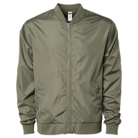 Independent Trading Co. Unisex Lightweight Bomber Jacket, Army / Army, Front view