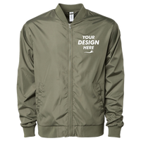 Independent Trading Co. Unisex Lightweight Bomber Jacket, Army / Army, Front view, Mockup