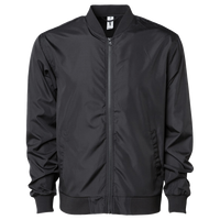 Independent Trading Co. Unisex Lightweight Bomber Jacket, Black / Black, Front view