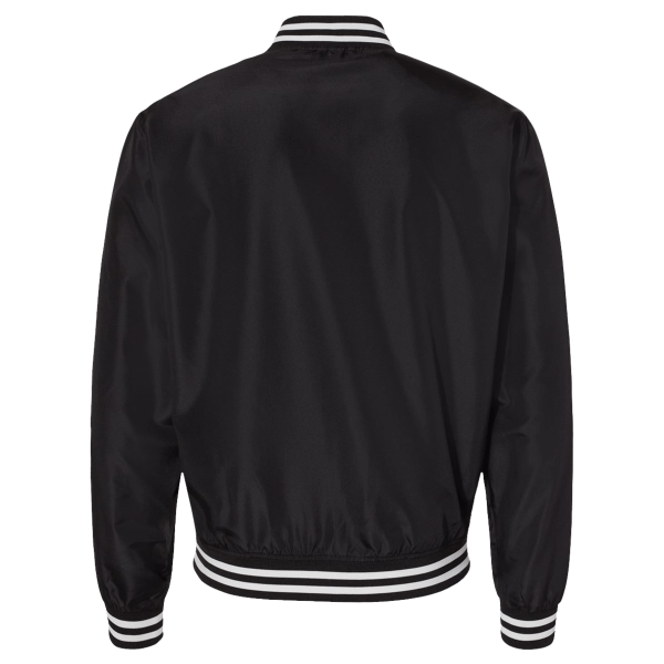 Independent Trading Co. Unisex Lightweight Bomber Jacket, Black / White Stripe, Back view