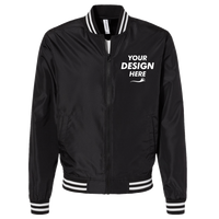 Independent Trading Co. Unisex Lightweight Bomber Jacket, Black / White Stripe, Front view, Mockup
