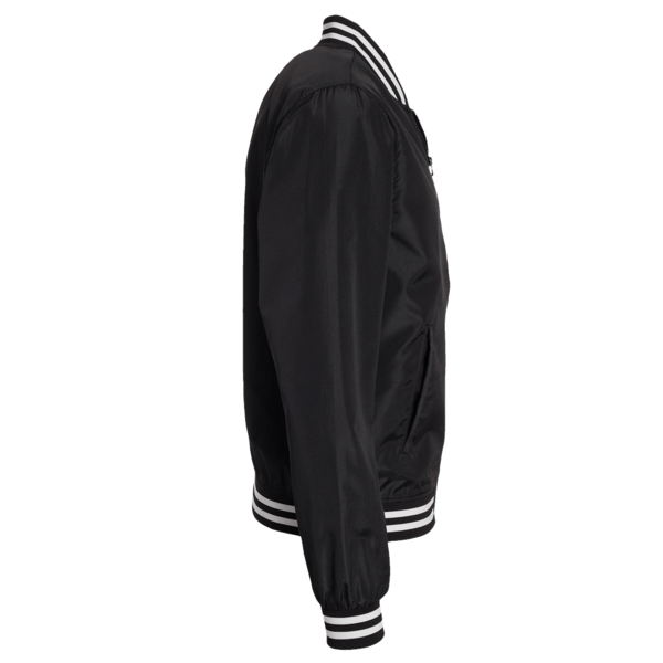 Independent Trading Co. Unisex Lightweight Bomber Jacket, Black / White Stripe, Right Sleeve view