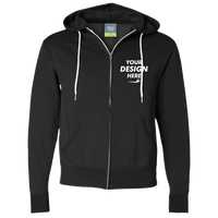 Independent Trading Co. Unisex Lightweight Full-Zip Hooded Sweatshirt, Black, Front view, Mockup