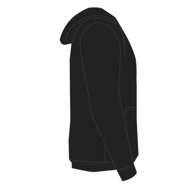 Independent Trading Co. Unisex Lightweight Full-Zip Hooded Sweatshirt, Black, Right Sleeve (Long) view