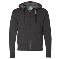 Independent Trading Co. Unisex Lightweight Full-Zip Hooded Sweatshirt, Charcoal Heather, Front view