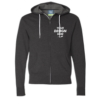 Independent Trading Co. Unisex Lightweight Full-Zip Hooded Sweatshirt, Charcoal Heather, Front view, Mockup