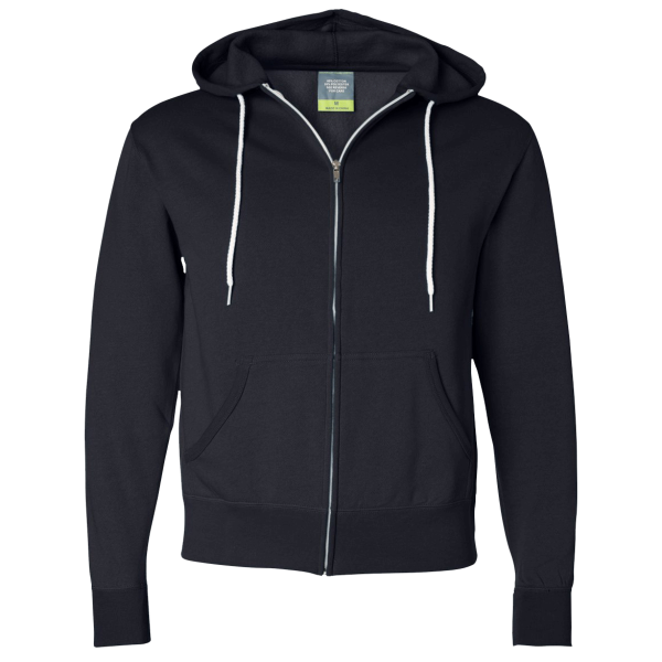 Independent Trading Co. Unisex Lightweight Full-Zip Hooded Sweatshirt, Classic Navy, Front view