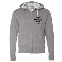 Independent Trading Co. Unisex Lightweight Full-Zip Hooded Sweatshirt, Gunmetal Heather, Front view, Mockup