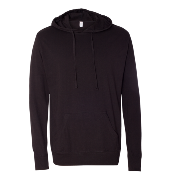 Independent Trading Co. Unisex Lightweight Hooded Pullover T-Shirt, Black, Front view