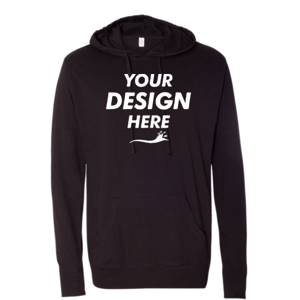 Independent Trading Co. Unisex Lightweight Hooded Pullover T-Shirt, Black, Front view, Mockup