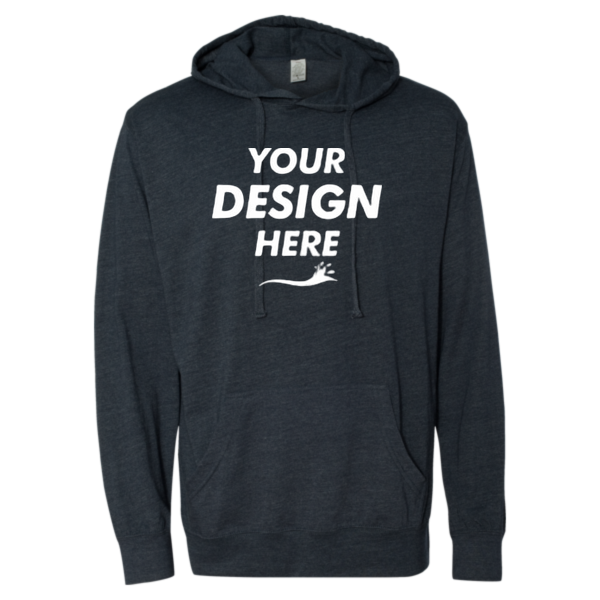 Independent Trading Co. Unisex Lightweight Hooded Pullover T-Shirt, Classic Navy Heather, Front view, Mockup