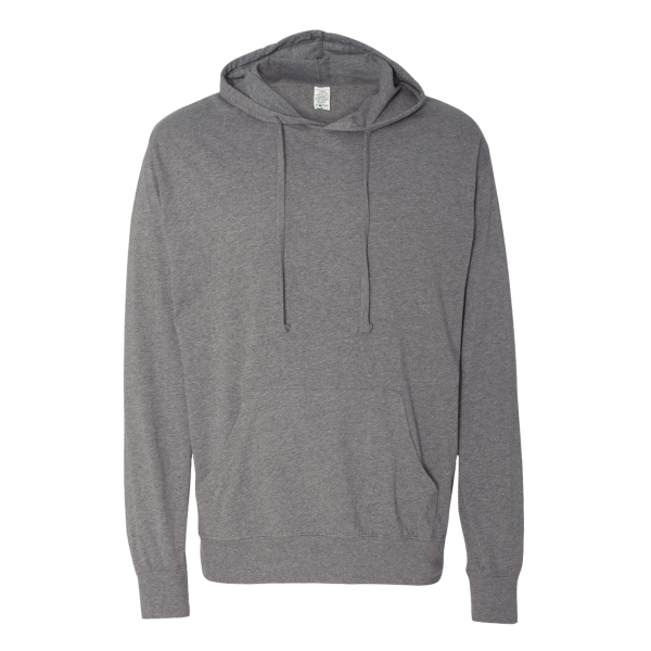 Independent Trading Co. Unisex Lightweight Hooded Pullover T-Shirt, Gunmetal Heather, Front view