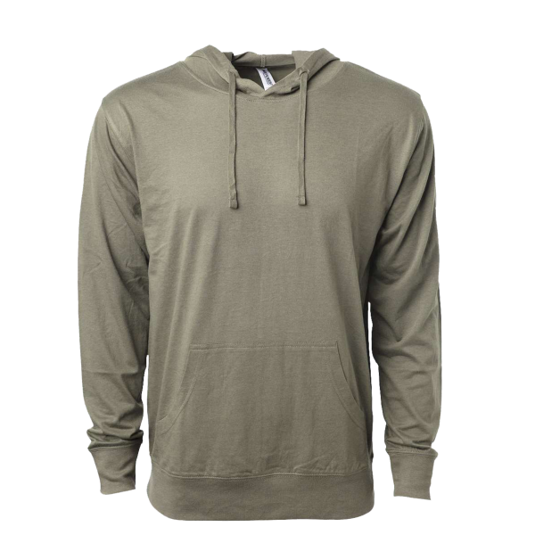 Independent Trading Co. Unisex Lightweight Hooded Pullover T-Shirt, Olive, Front view