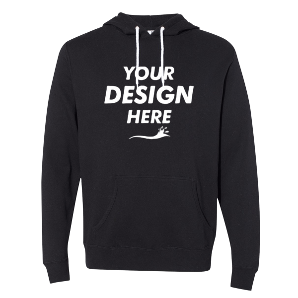 Independent Trading Co. Unisex Lightweight Hooded Sweatshirt, Black, Front view, Mockup