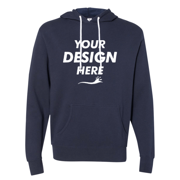 Independent Trading Co. Unisex Lightweight Hooded Sweatshirt, Classic Navy, Front view, Mockup