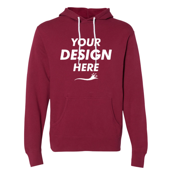 Independent Trading Co. Unisex Lightweight Hooded Sweatshirt, Currant, Front view, Mockup