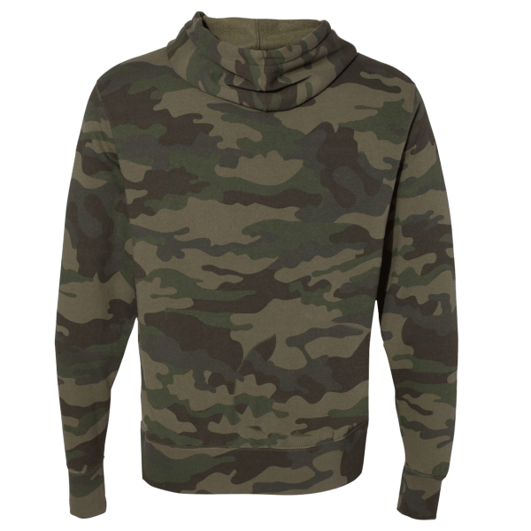 Independent Trading Co. Unisex Lightweight Hooded Sweatshirt, Forest Camo, Back view
