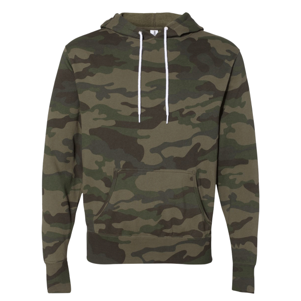 Independent Trading Co. Unisex Lightweight Hooded Sweatshirt, Forest Camo, Front view