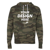 Independent Trading Co. Unisex Lightweight Hooded Sweatshirt, Forest Camo, Front view, Mockup