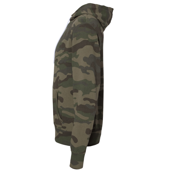 Independent Trading Co. Unisex Lightweight Hooded Sweatshirt, Forest Camo, Left Sleeve view