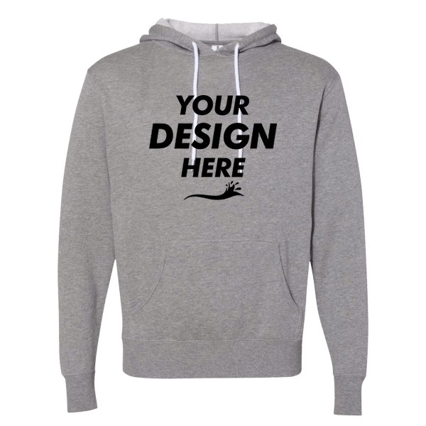 Independent Trading Co. Unisex Lightweight Hooded Sweatshirt, Gunmetal Heather, Front view, Mockup