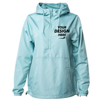 Independent Trading Co. Unisex Lightweight Quarter-Zip Windbreaker Pullover Jacket, Aqua / Aqua, Front view, Mockup