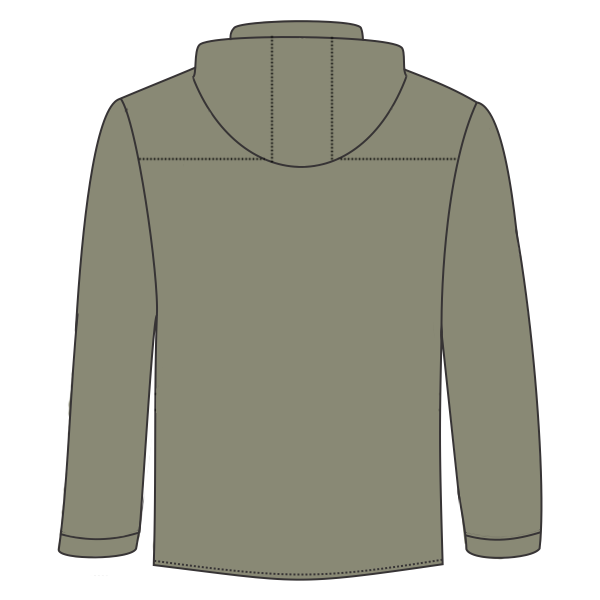 Independent Trading Co. Unisex Lightweight Quarter-Zip Windbreaker Pullover Jacket, Army / Black Zipper, Back view