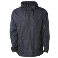 Independent Trading Co. Unisex Lightweight Quarter-Zip Windbreaker Pullover Jacket, Black Camo / Black Camo, Front view