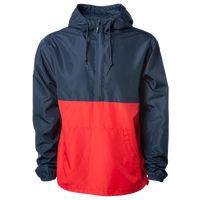 Independent Trading Co. Unisex Lightweight Quarter-Zip Windbreaker Pullover Jacket, Classic Navy / Red, Front view
