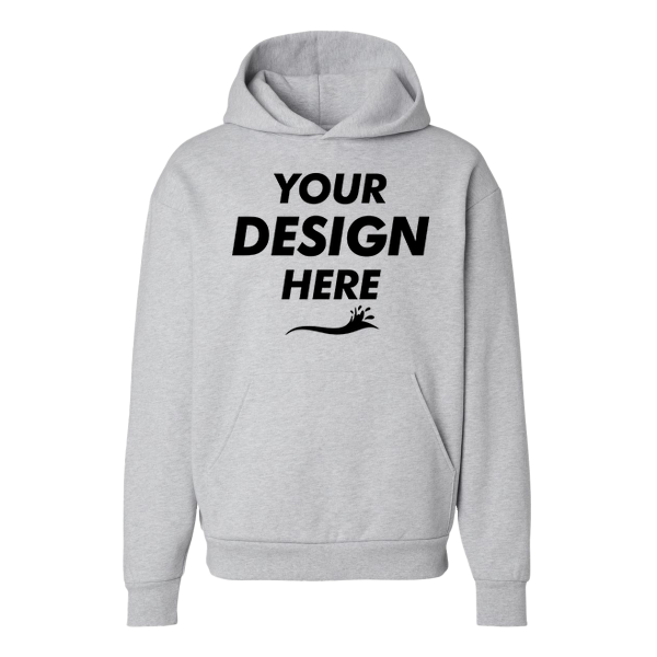 Independent Trading Co. Unisex Mainstreet Heavyweight Hooded Sweatshirt, Grey Heather, Front view, Mockup