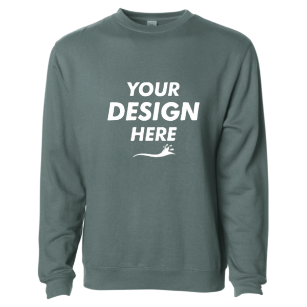 Independent Trading Co. Unisex Midweight Crewneck Sweatshirt, Alpine Green, Front view, Mockup