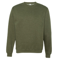 Independent Trading Co. Unisex Midweight Crewneck Sweatshirt, Army Heather, Front view
