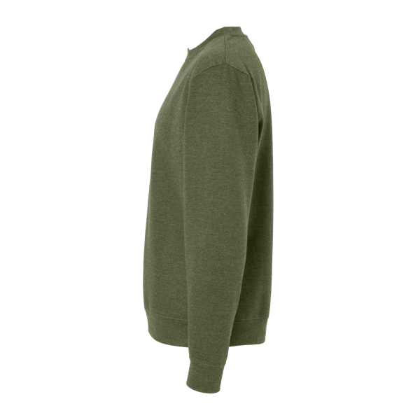 Independent Trading Co. Unisex Midweight Crewneck Sweatshirt, Army Heather, Left Sleeve view