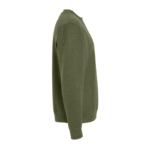 Independent Trading Co. Unisex Midweight Crewneck Sweatshirt, Army Heather, Right Sleeve view