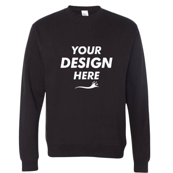 Independent Trading Co. Unisex Midweight Crewneck Sweatshirt, Black, Front view, Mockup
