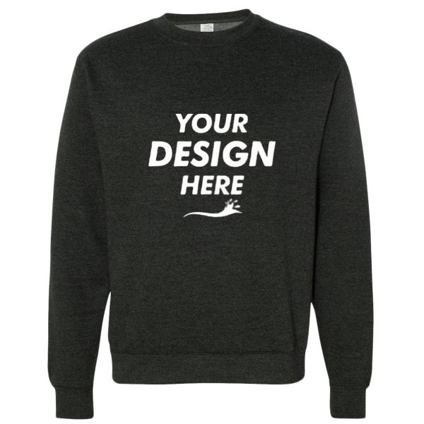 Independent Trading Co. Unisex Midweight Crewneck Sweatshirt, Charcoal Heather, Front view, Mockup