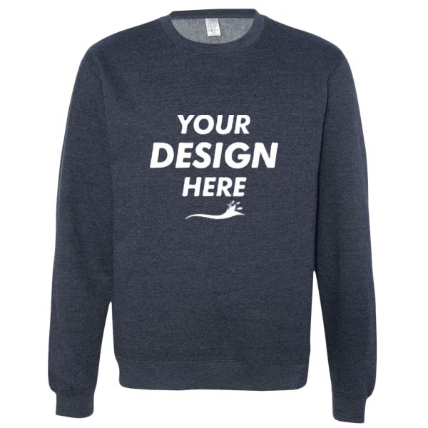 Independent Trading Co. Unisex Midweight Crewneck Sweatshirt, Classic Navy Heather, Front view, Mockup