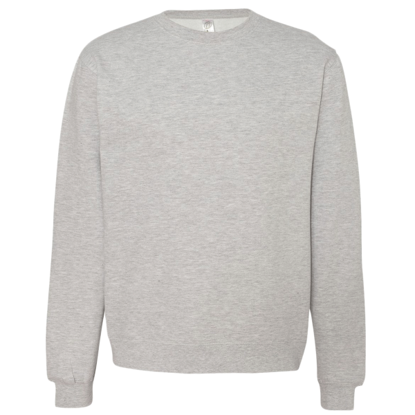 Independent Trading Co. Unisex Midweight Crewneck Sweatshirt, Grey Heather, Front view