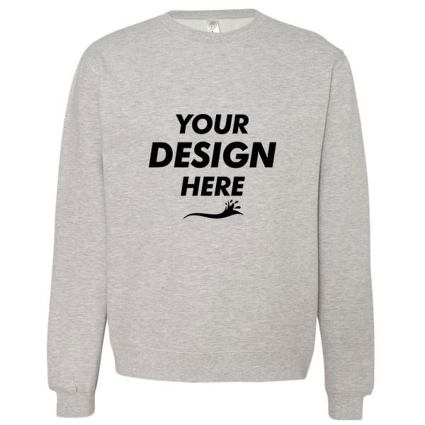 Independent Trading Co. Unisex Midweight Crewneck Sweatshirt, Grey Heather, Front view, Mockup