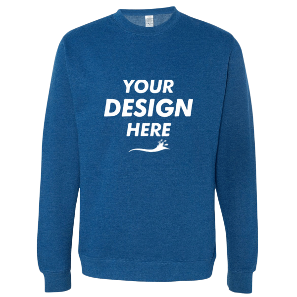 Independent Trading Co. Unisex Midweight Crewneck Sweatshirt, Royal Heather, Front view, Mockup